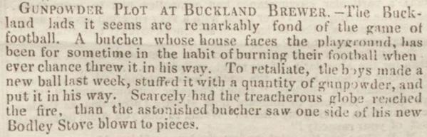 Exeter Gazette 30 September 1830 Guy Fawkes football